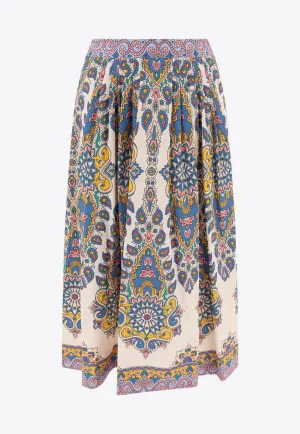 Paisley-Pattern Midi Skirt