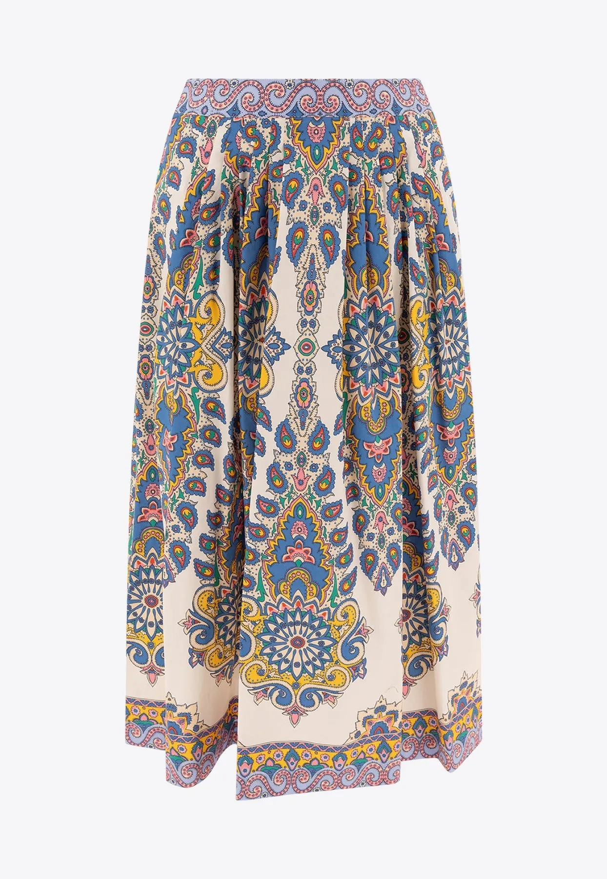 Paisley-Pattern Midi Skirt