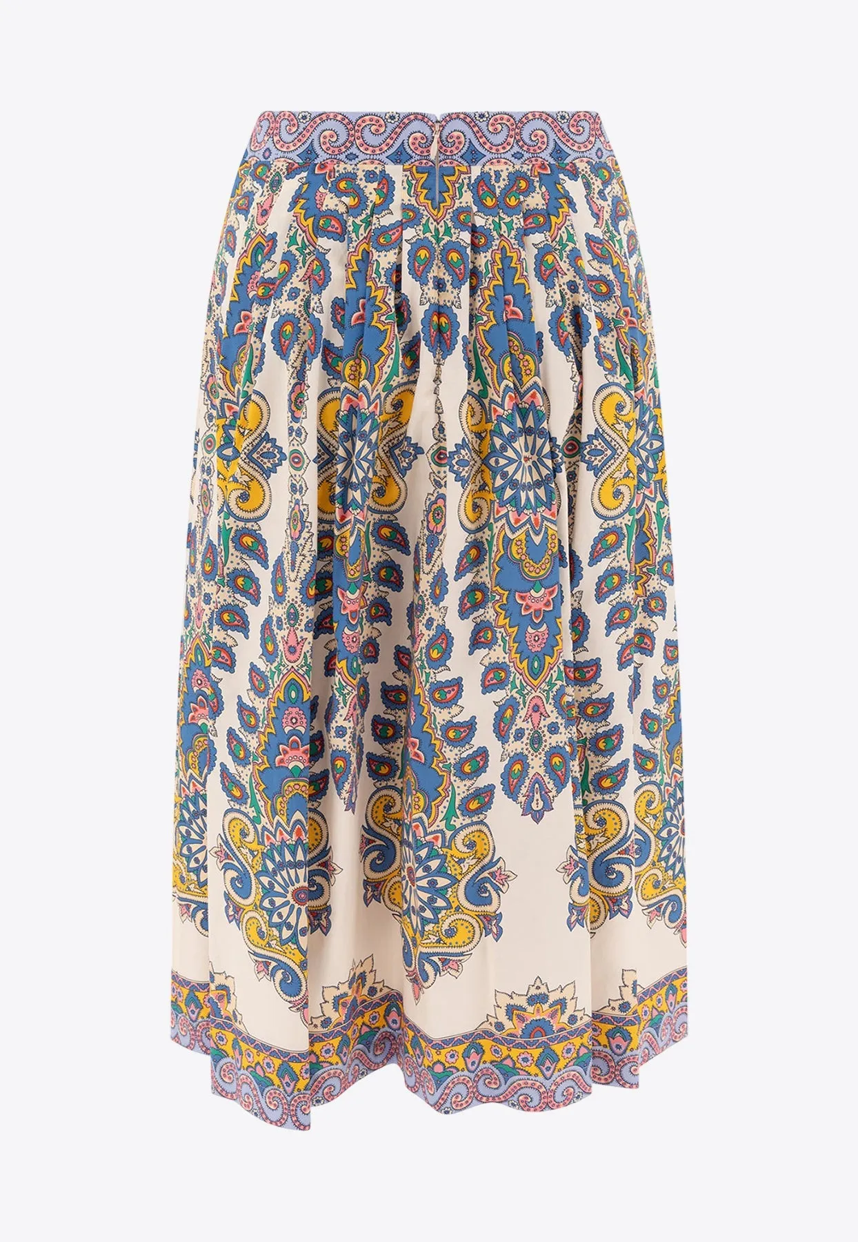 Paisley-Pattern Midi Skirt