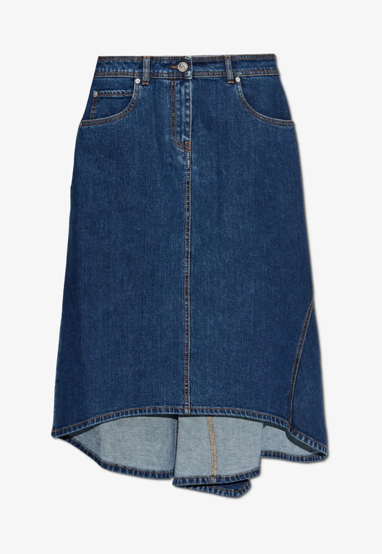 Pegaso Asymmetric Denim Midi Skirt
