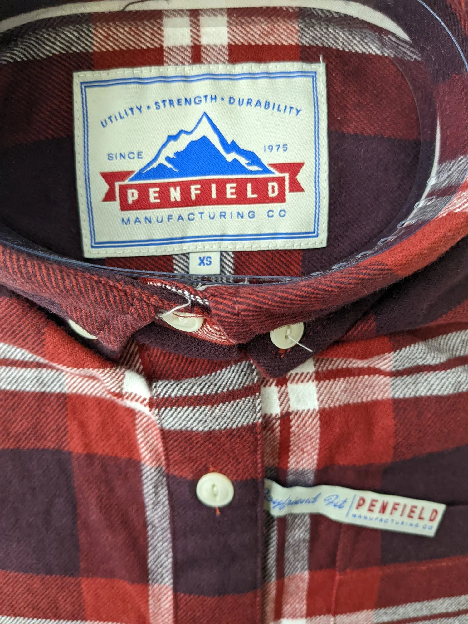 Penfield Women's Red Riverview Check Boyfriend Fit Shirt Size X-Small NWT