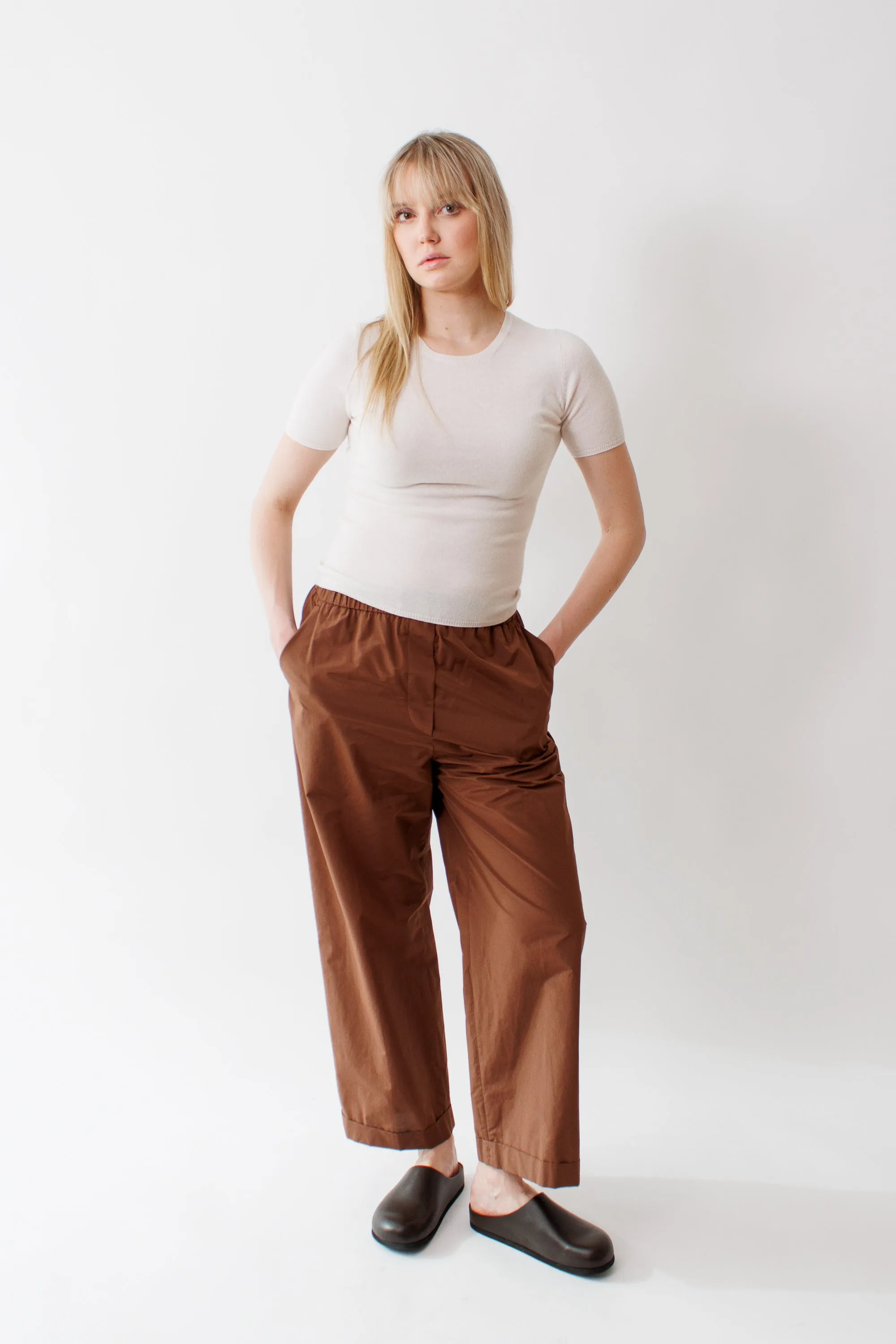 Peserico Technical Hand Cotton Blend Poplin Palazzo Pant