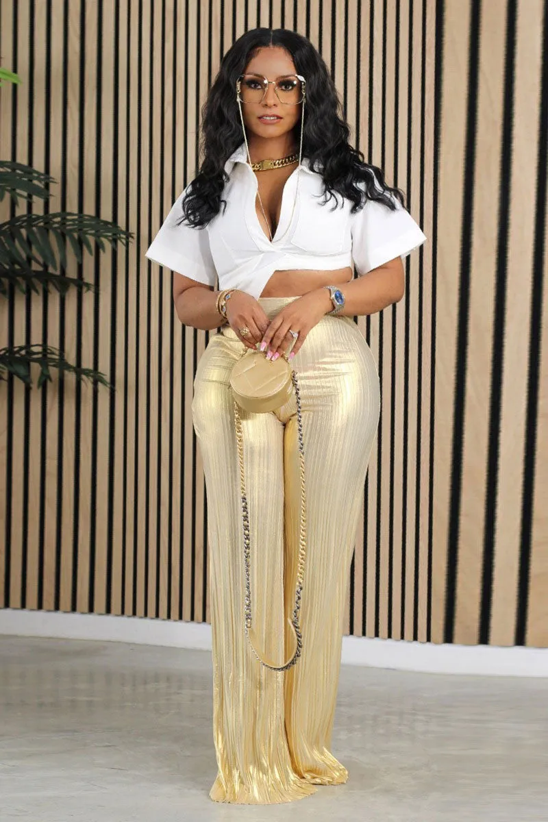 PH0203 Pleated Glitter Long Pants