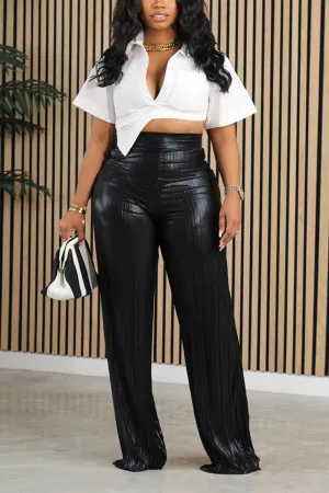 PH0203 Pleated Glitter Long Pants
