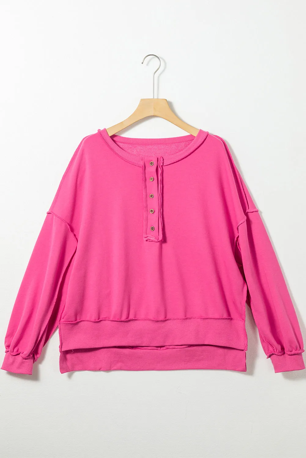 Pink Button Sweatshirt