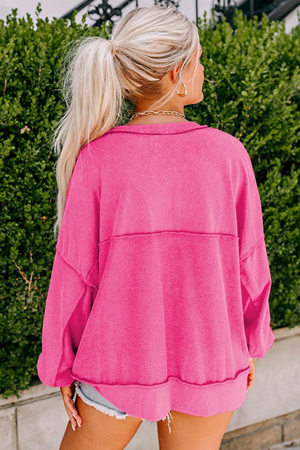Pink Button Sweatshirt