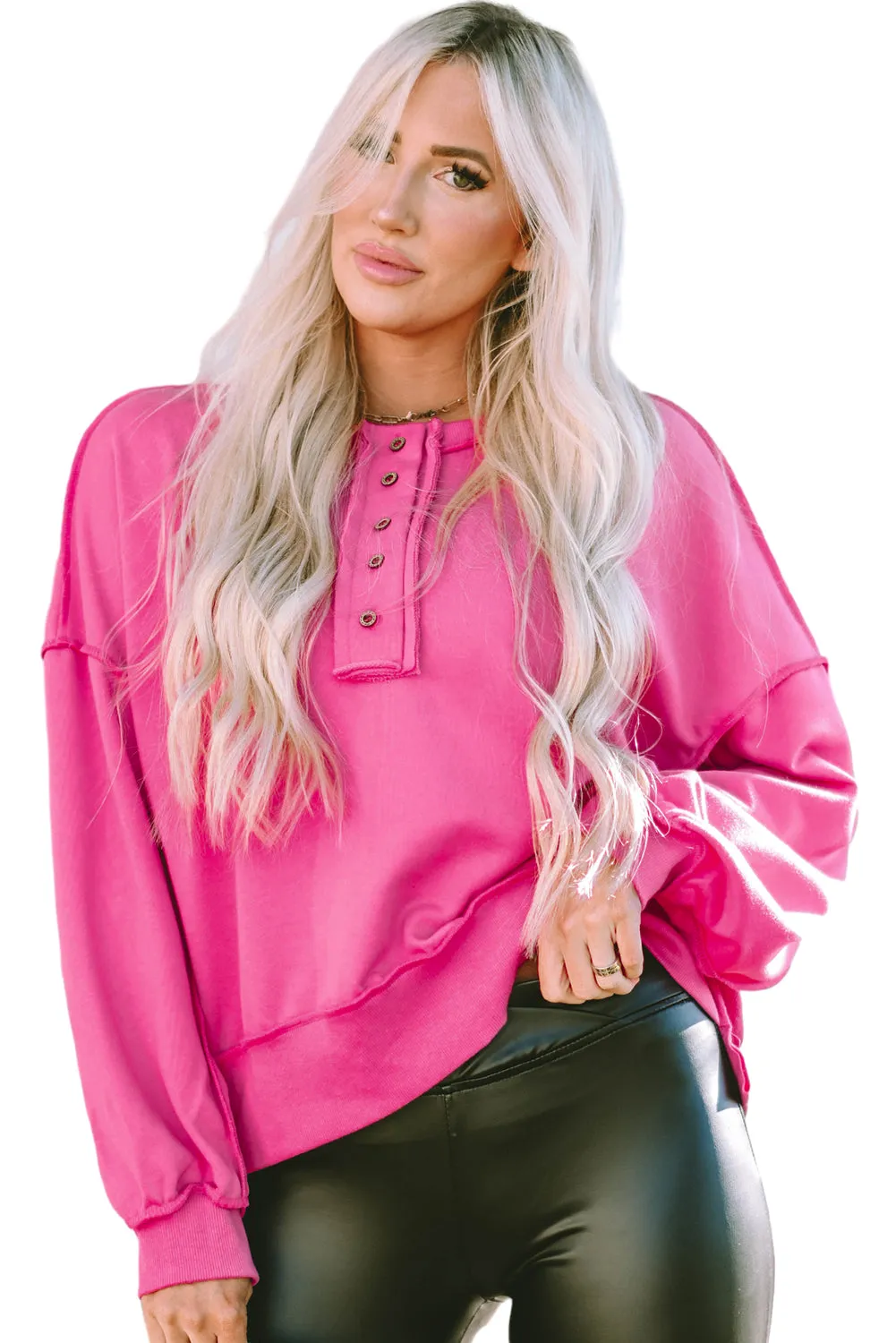 Pink Button Sweatshirt