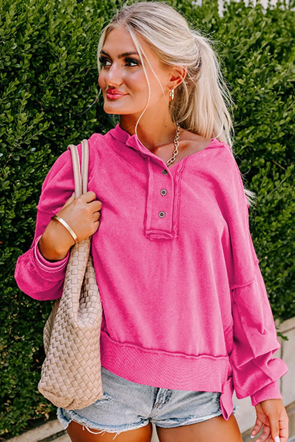 Pink Button Sweatshirt
