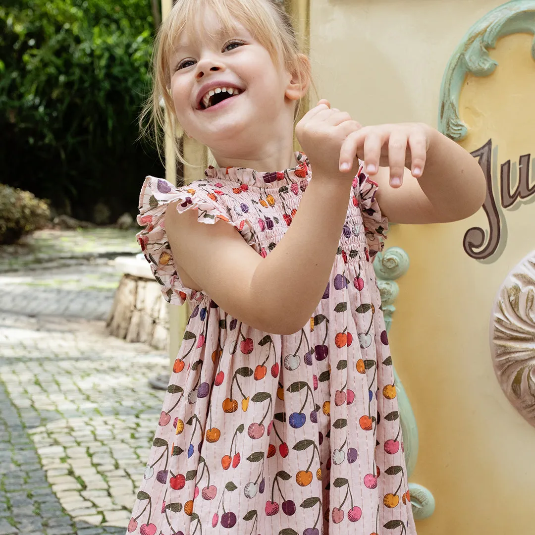 Pink Chicken || Girls Stevie Dress - Cloud Pink Cherry