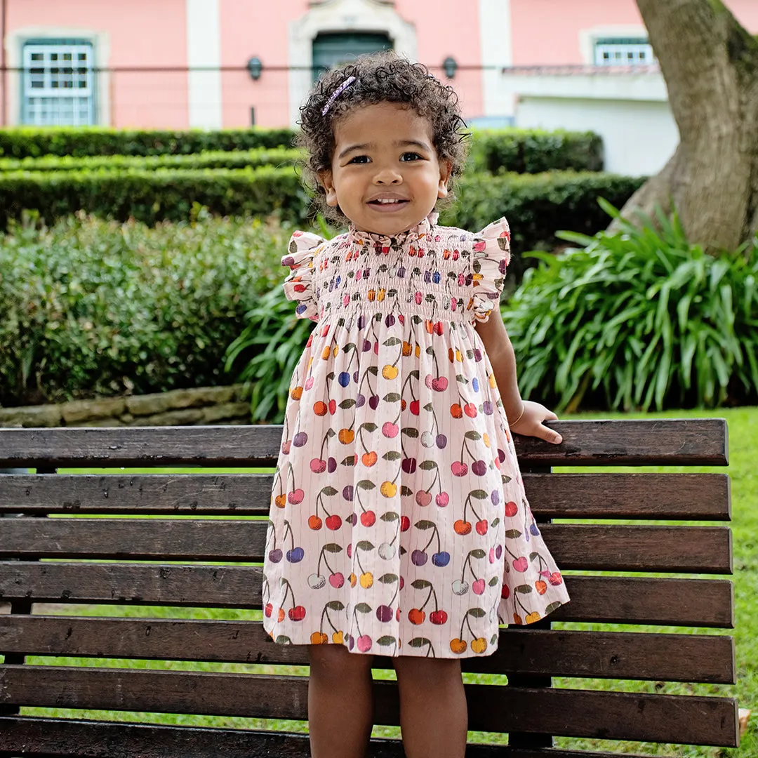 Pink Chicken || Girls Stevie Dress - Cloud Pink Cherry