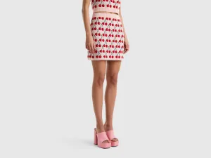 PINK MINI SKIRT WITH CHERRY PATTERN