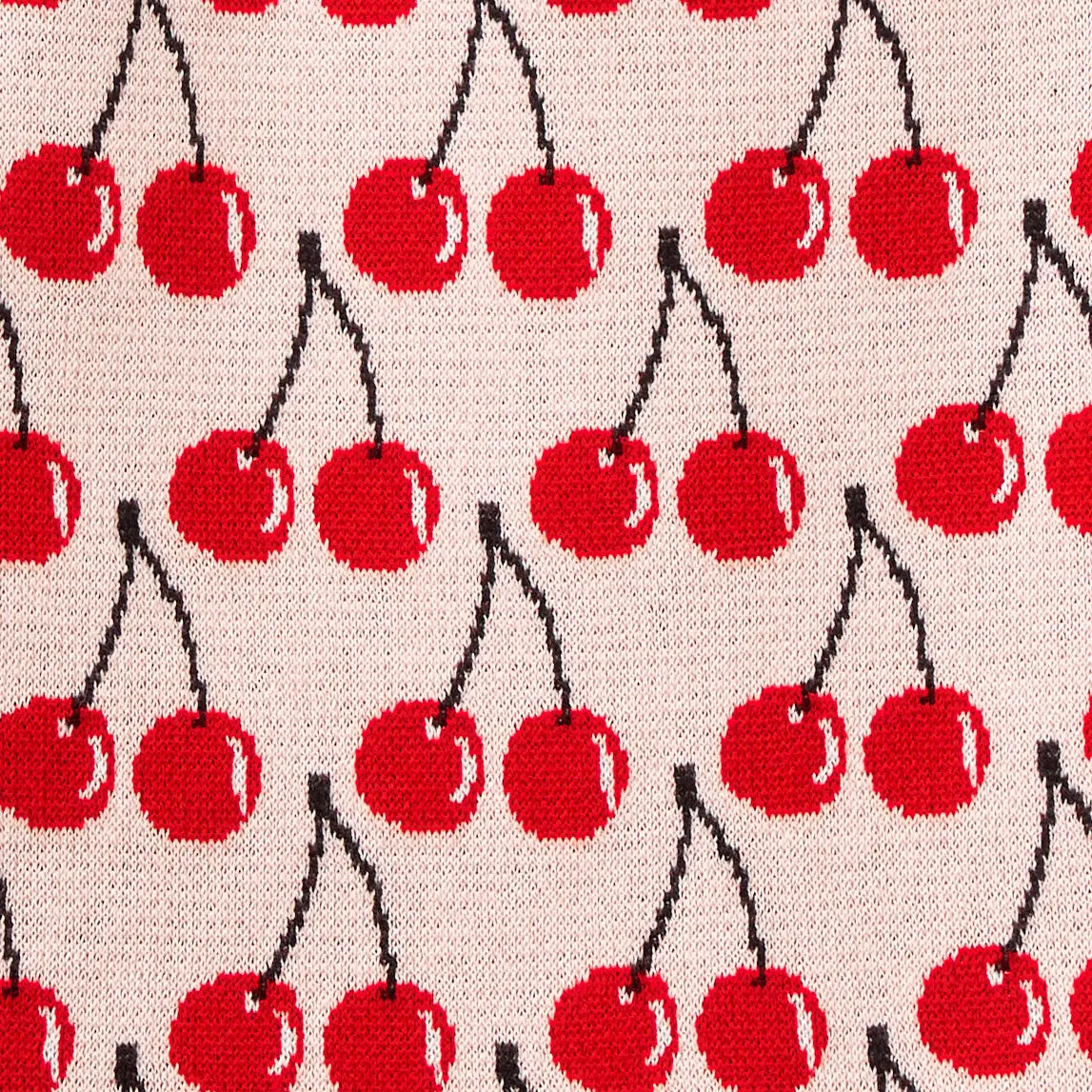 PINK MINI SKIRT WITH CHERRY PATTERN