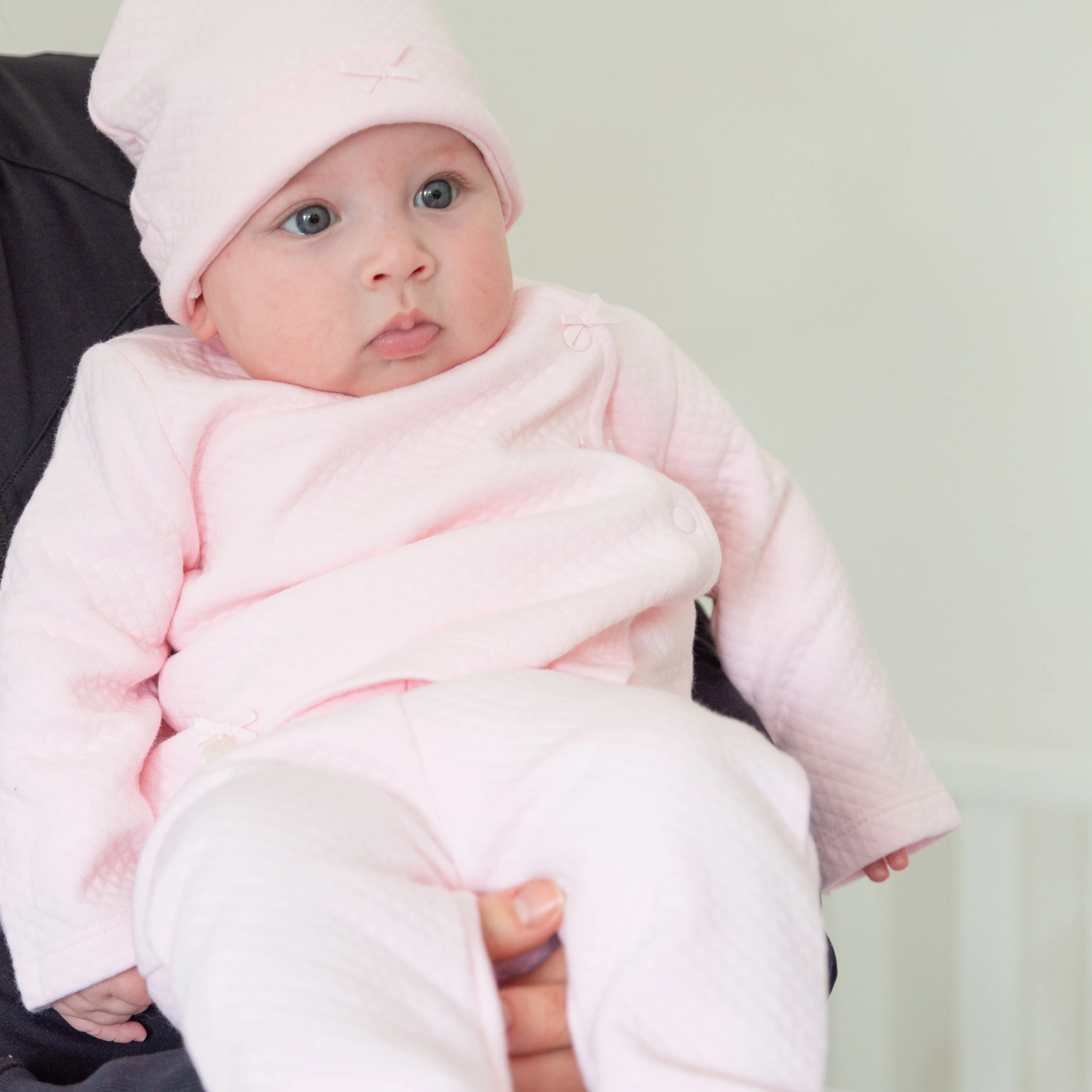 Pink Waffle Tiny Baby 3pc Set and Hat