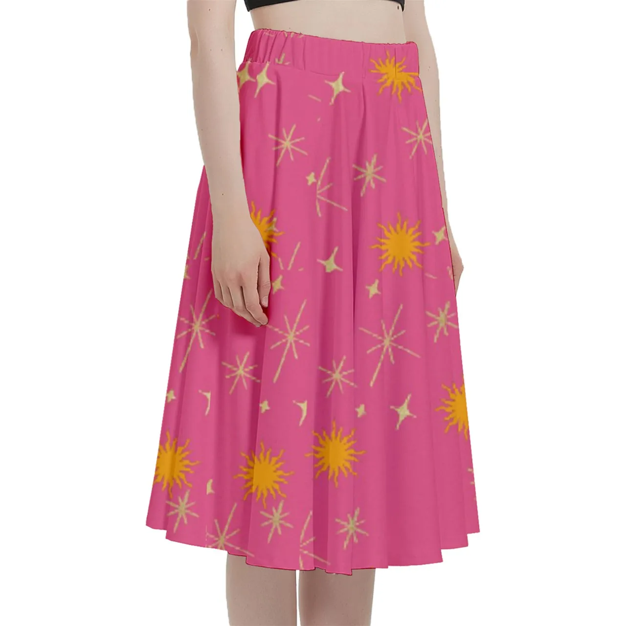 Pink Whimsy Midi Skirt With Pocket