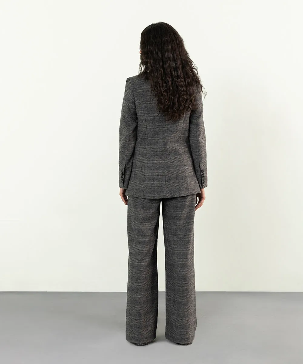 Plaid Double Breasted Blazer