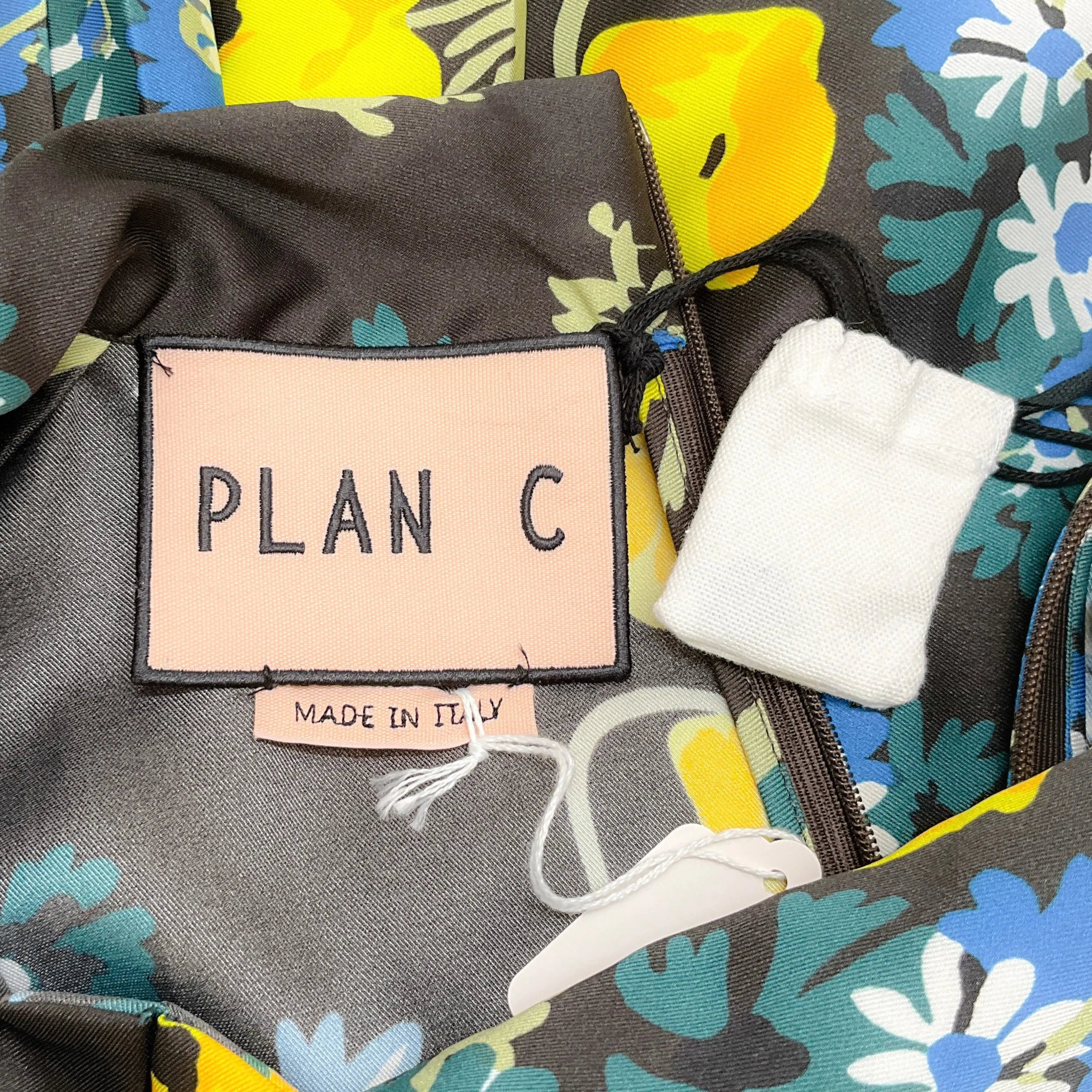 Plan C Black / Yellow Multi Floral Bow Front Dress