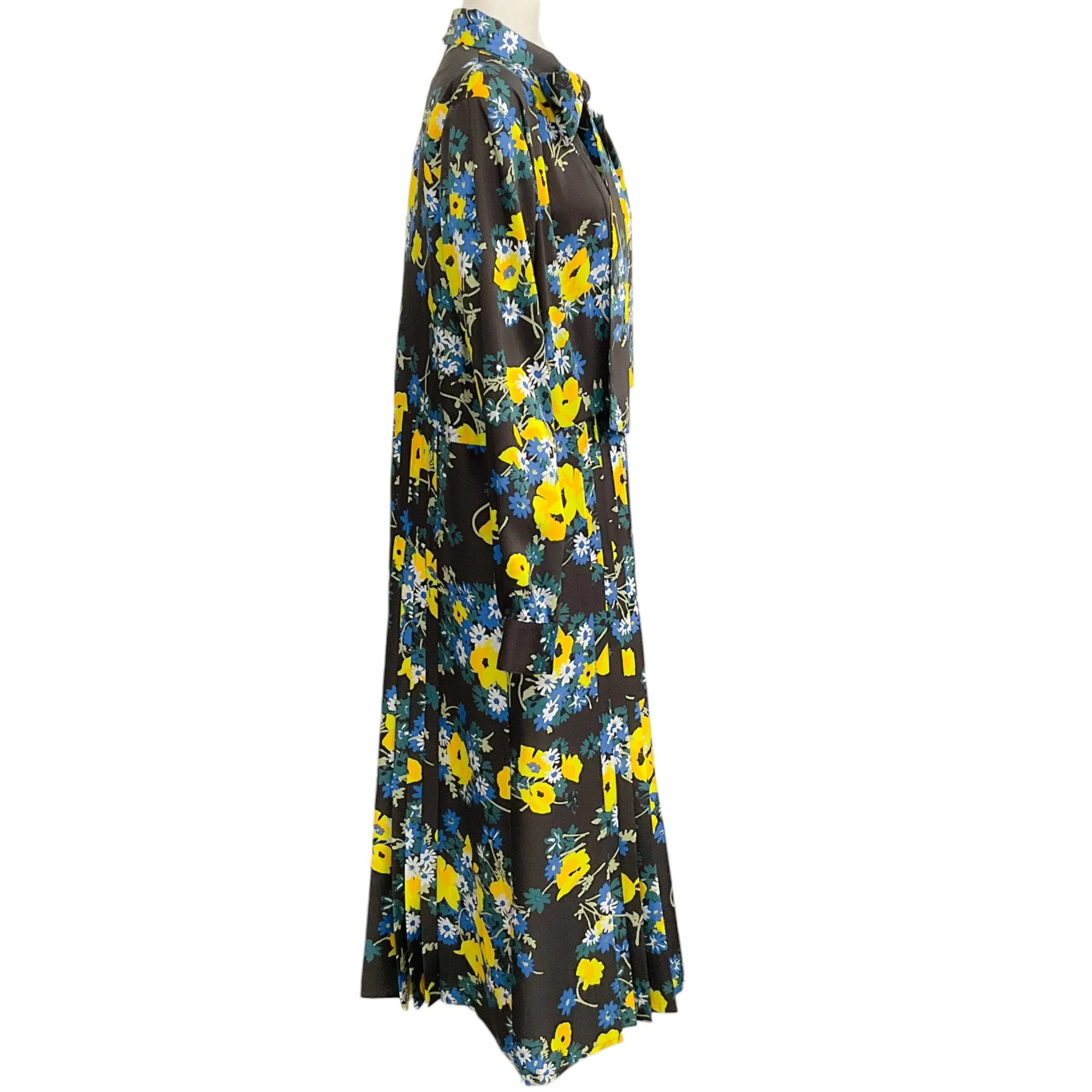 Plan C Black / Yellow Multi Floral Bow Front Dress