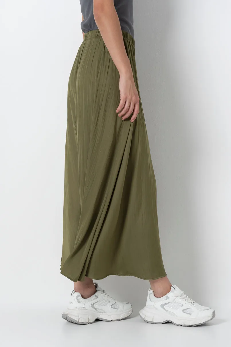 Pleated A-Line Skirt _ 157591 _ Olive