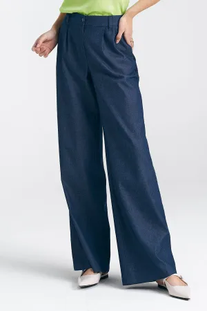 Pleated Front Wide-Leg Trousers