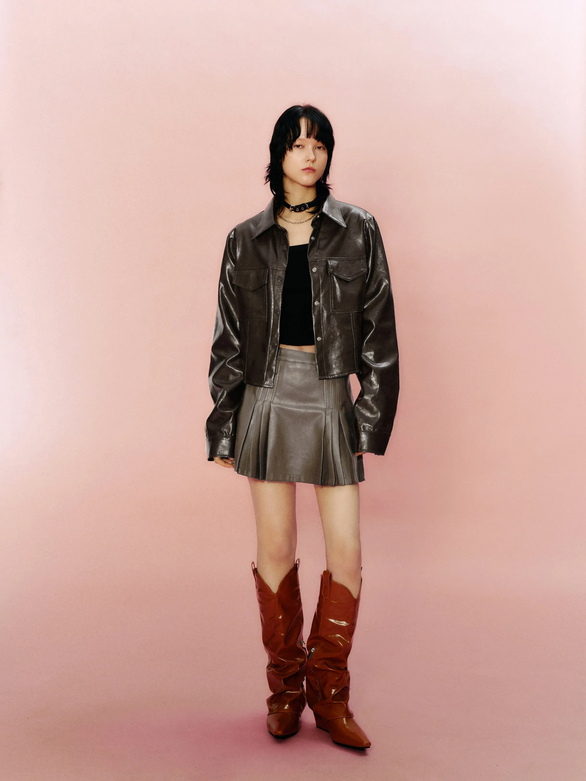 Pleated Mini A-Line Skirt