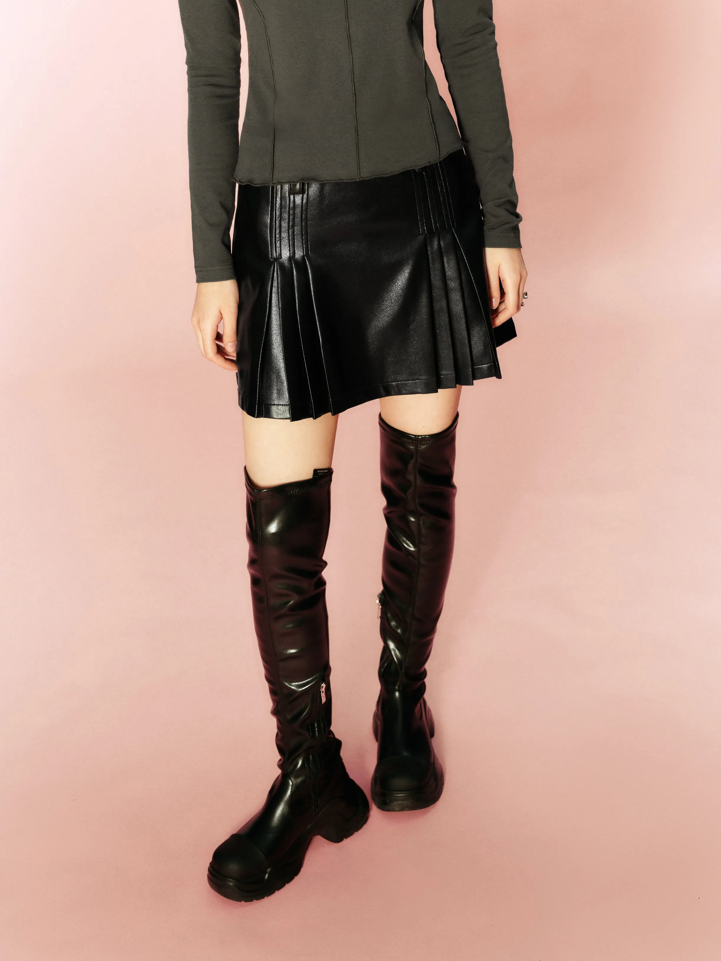 Pleated Mini A-Line Skirt