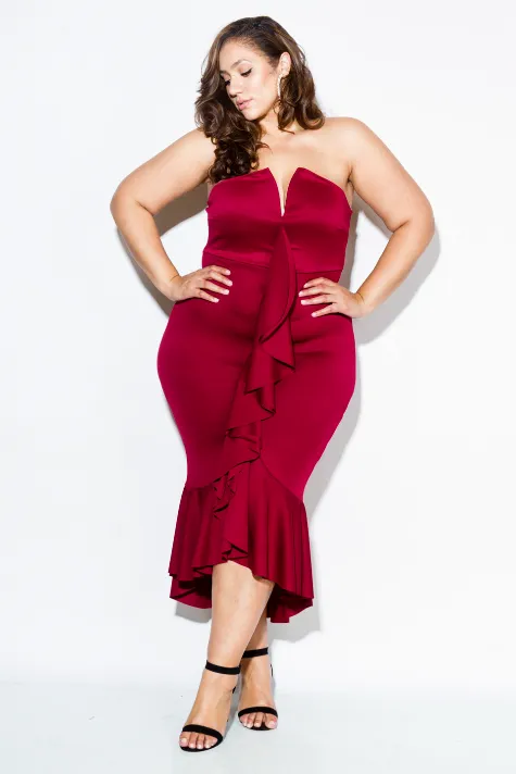 Plus Size Glam Cascade Glam Ruffle Dress
