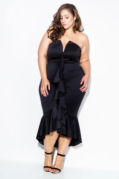Plus Size Glam Cascade Glam Ruffle Dress