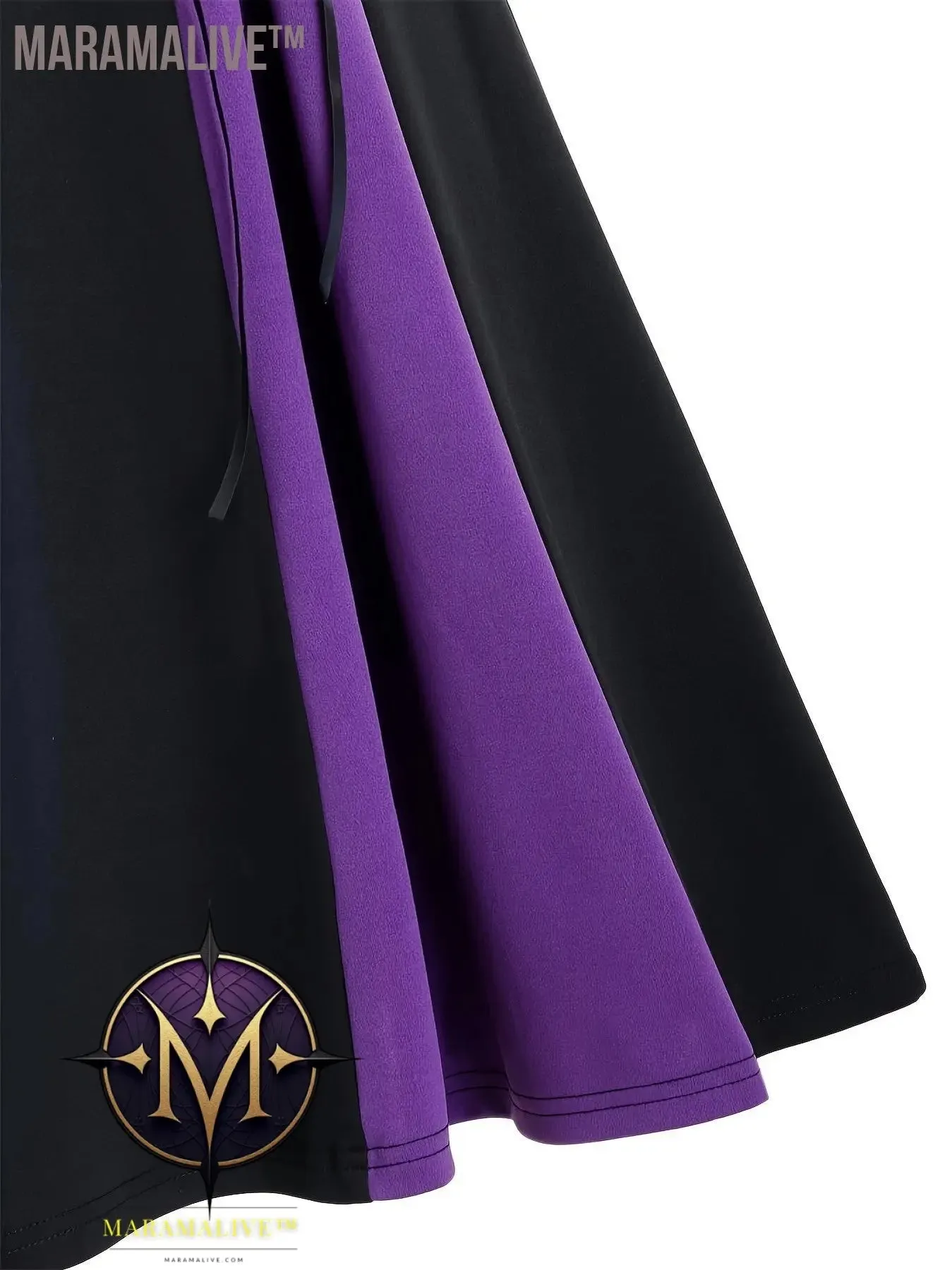 Plus Size Goth Skirt, Women's Plus Colorblock Grommet Lace Up Medium Stretch A-line Skirt