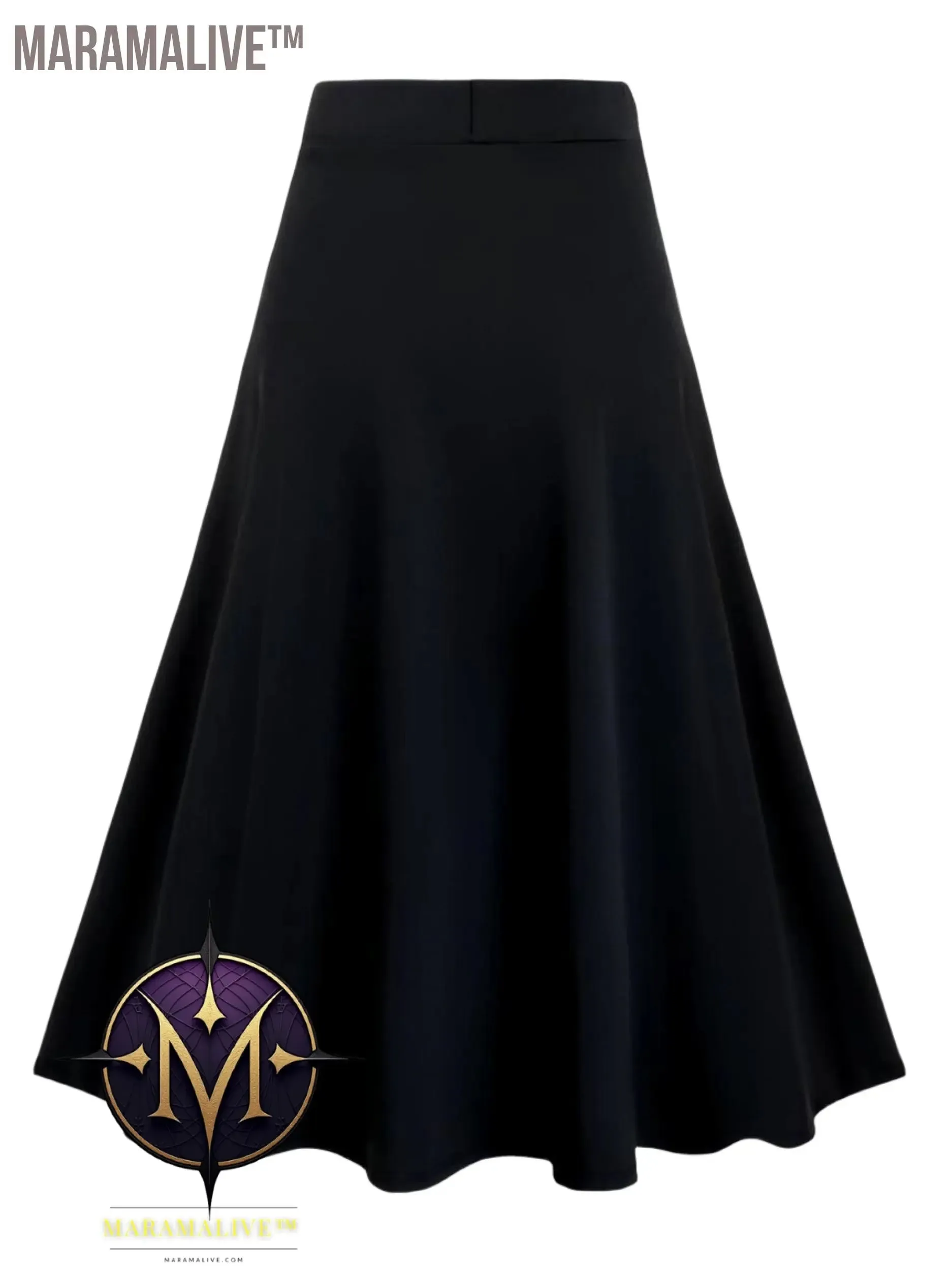 Plus Size Goth Skirt, Women's Plus Colorblock Grommet Lace Up Medium Stretch A-line Skirt