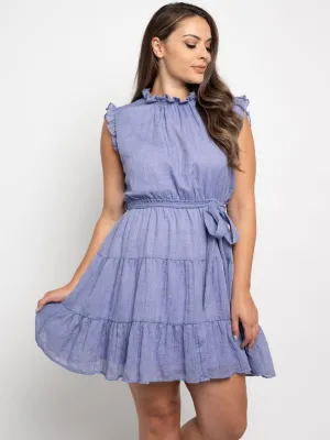 PLUS SIZE RUFFLE SELF TIE DRESS