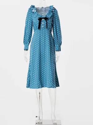 Polk Dot Print Midi Dress