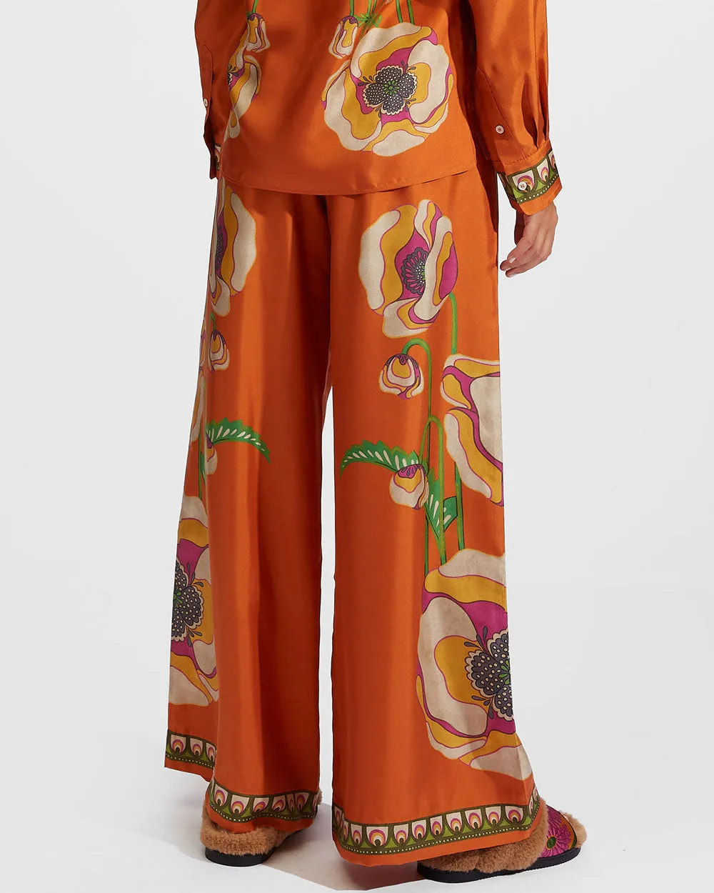 Poppies Orange Placee Palazzo Pant