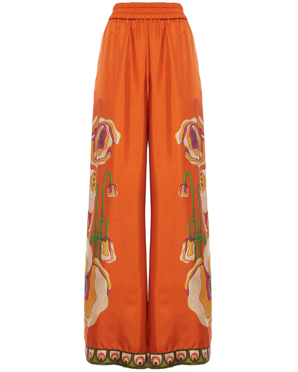 Poppies Orange Placee Palazzo Pant