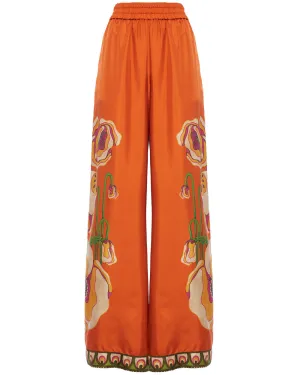 Poppies Orange Placee Palazzo Pant