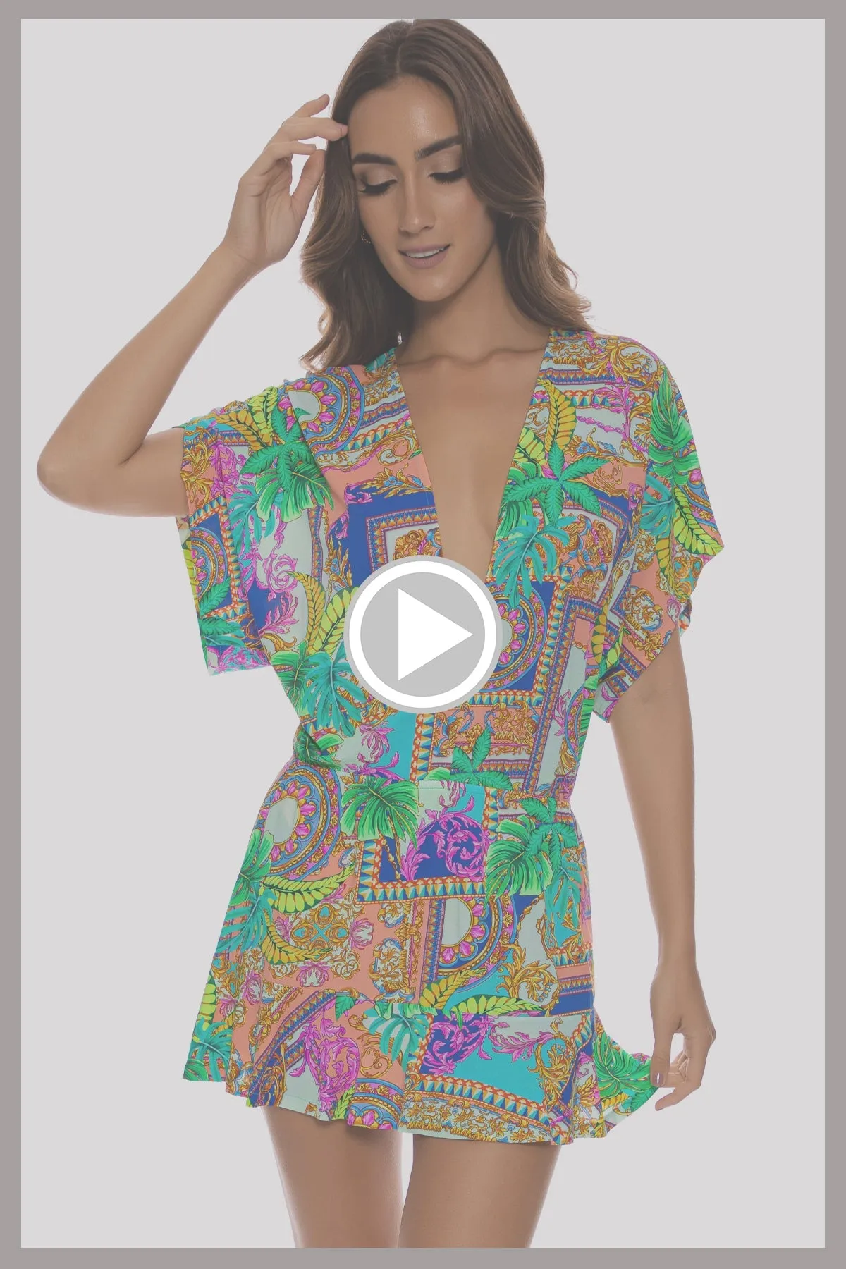 POSITANO - Playera V Neck Ruffle Dress • Multicolor
