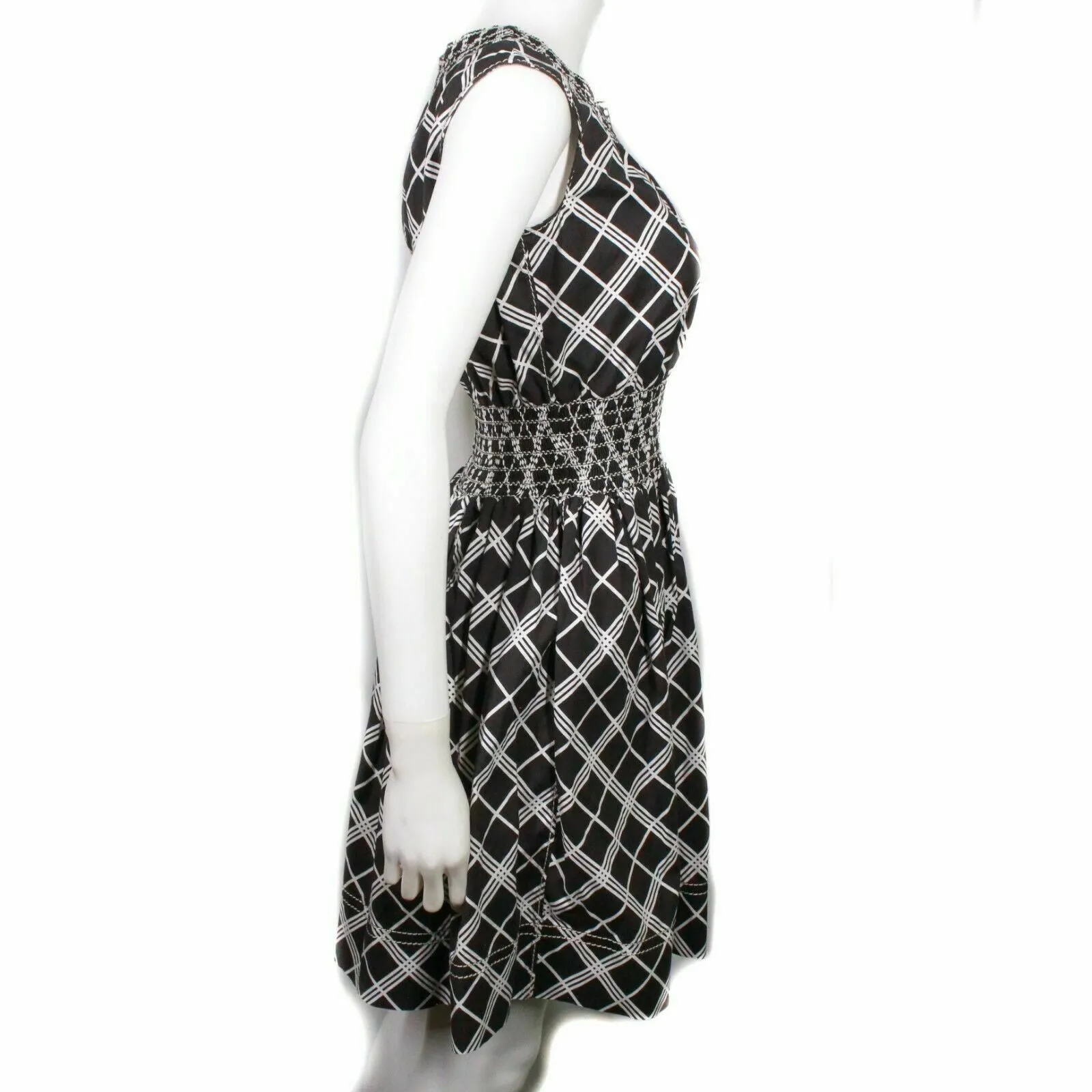 Prada - Charcoal Black and White - Cross Hatch Dress - Pleated - IT 38 US 2