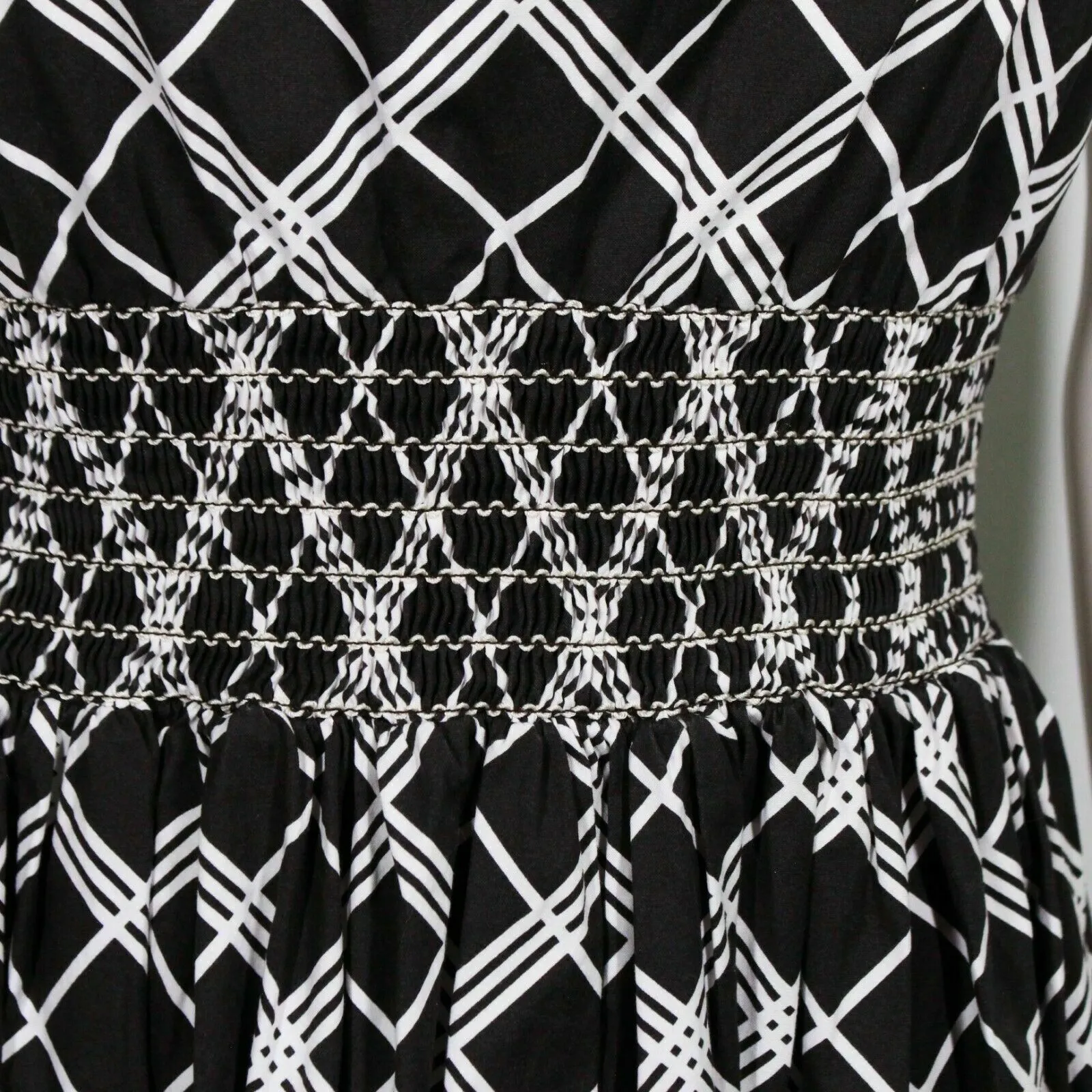 Prada - Charcoal Black and White - Cross Hatch Dress - Pleated - IT 38 US 2