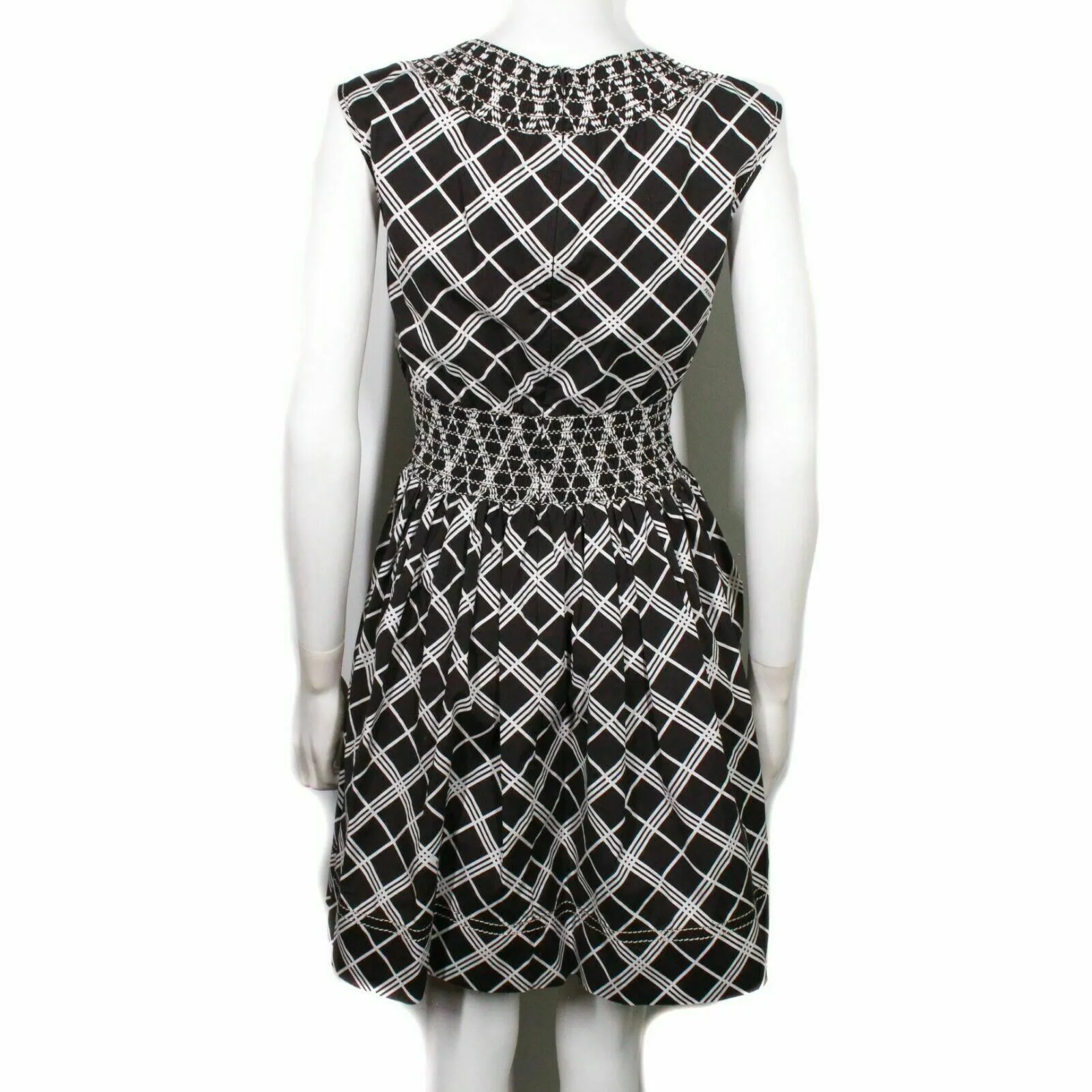 Prada - Charcoal Black and White - Cross Hatch Dress - Pleated - IT 38 US 2
