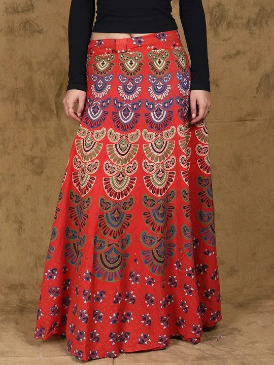 Printed Pure Cotton A-line Maxi Skirts