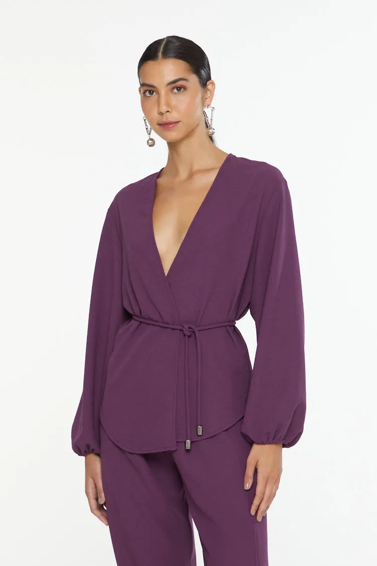 Purple Plum Tailored Set- Kimono & Pants