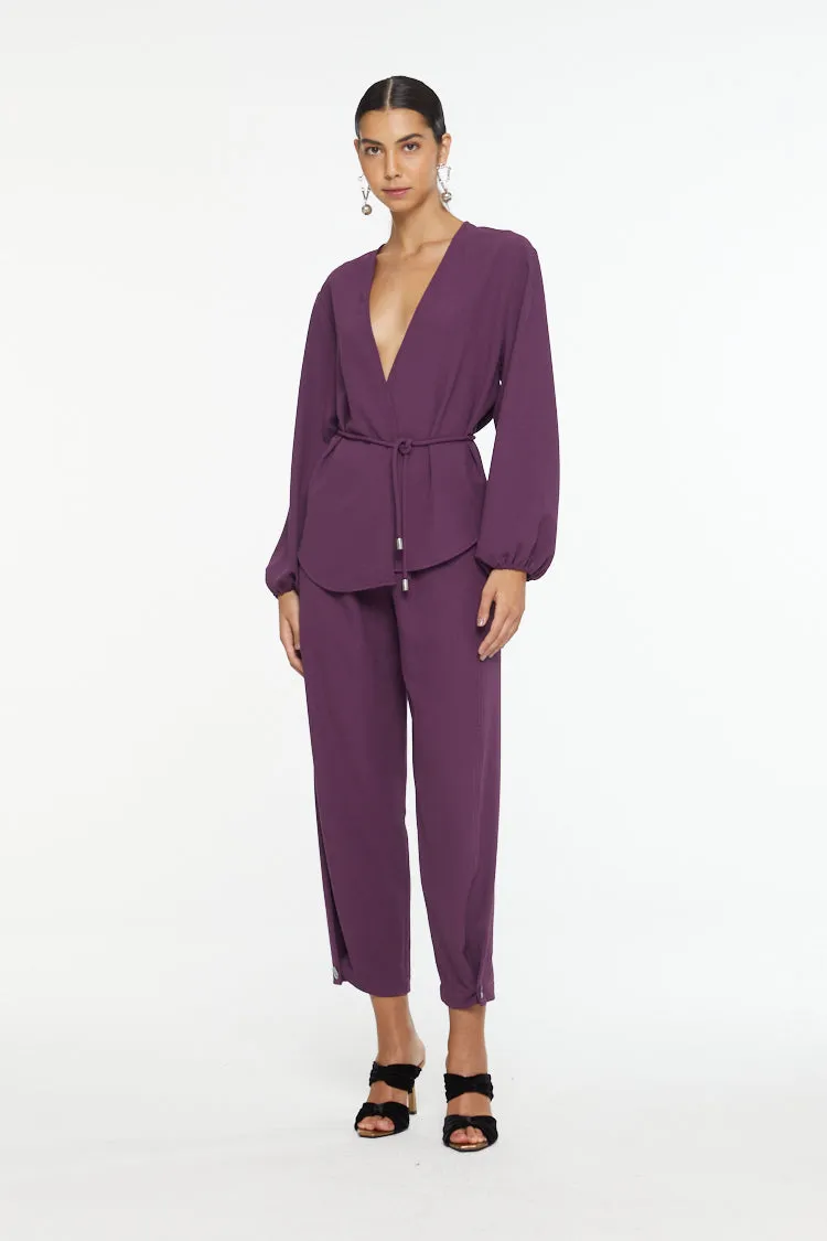 Purple Plum Tailored Set- Kimono & Pants