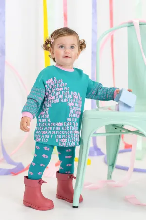 "Adella" Green & Pink Dress & Tights