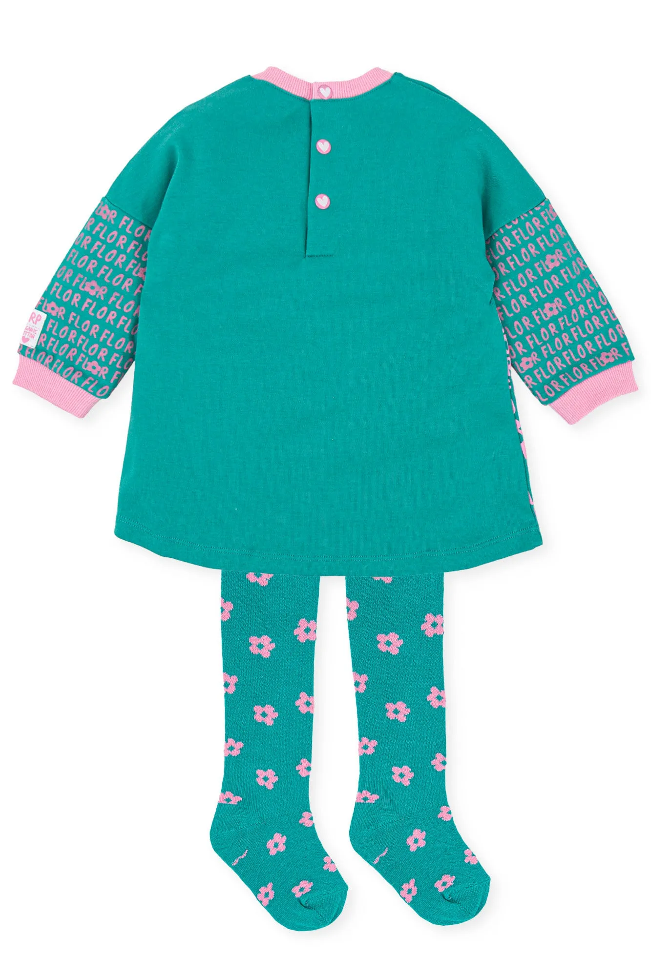 "Adella" Green & Pink Dress & Tights