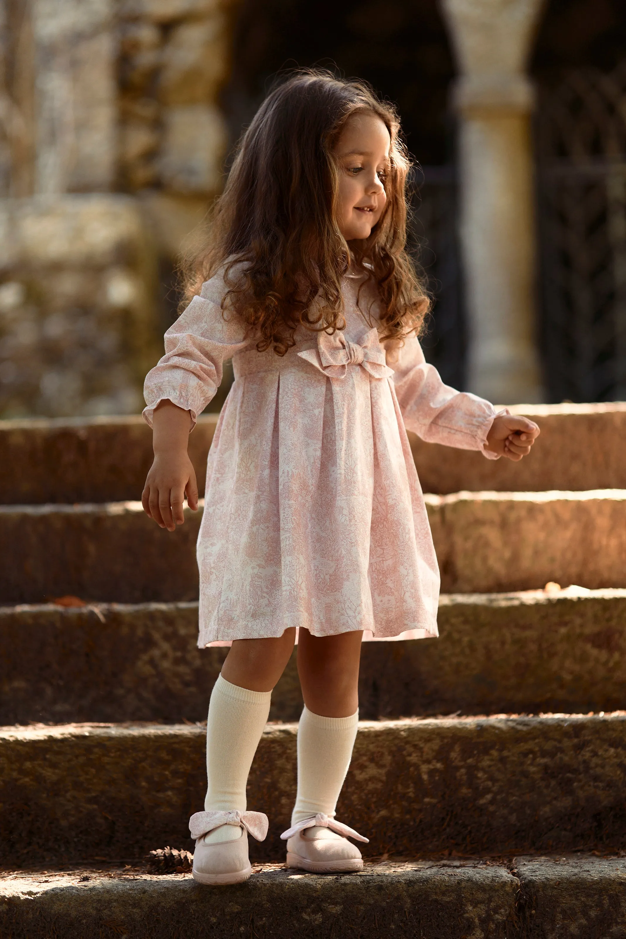 "Cassandra" Dusky Pink Toile Dress