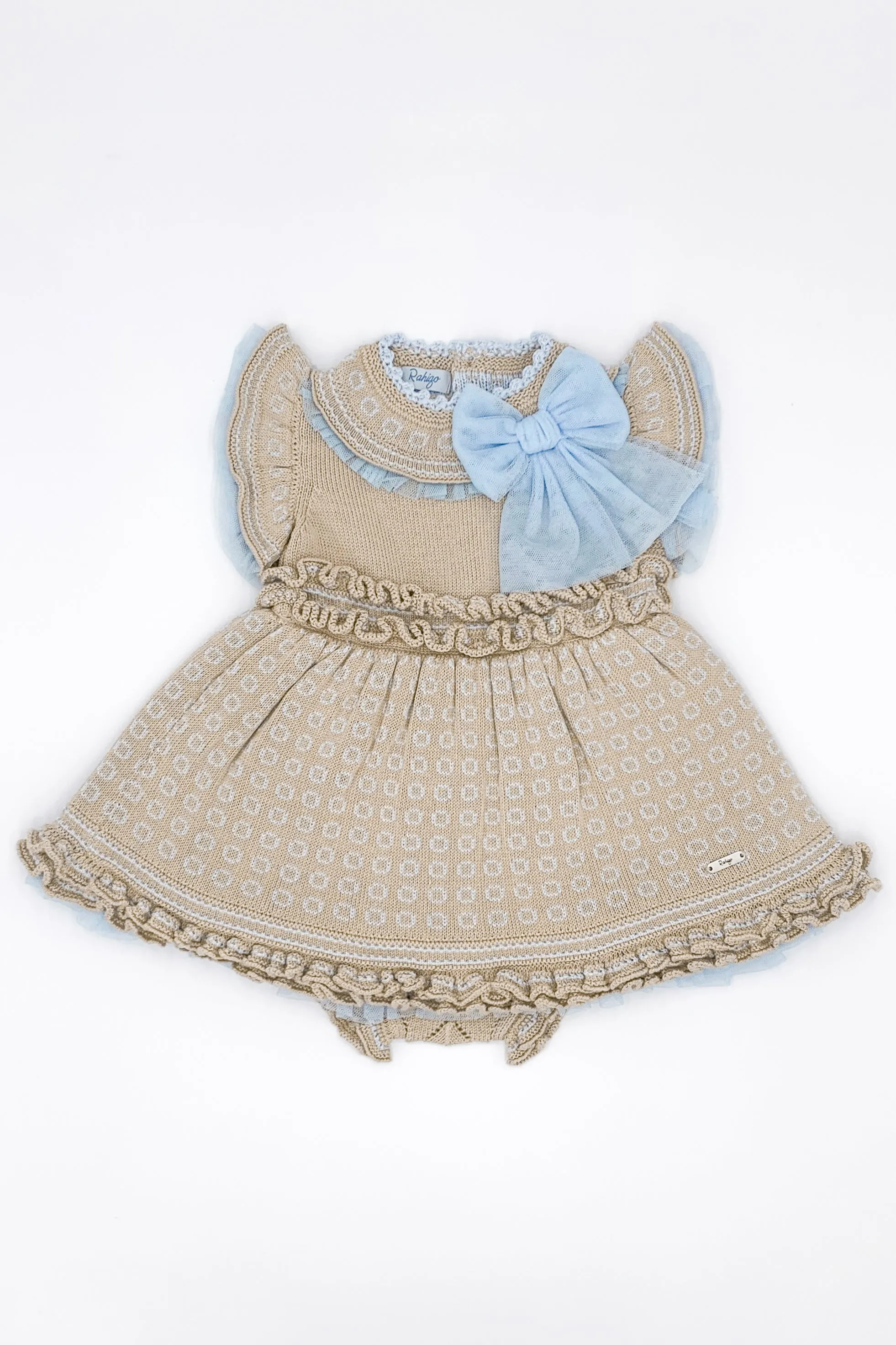 "Hallie" Camel & Baby Blue Knit Dress