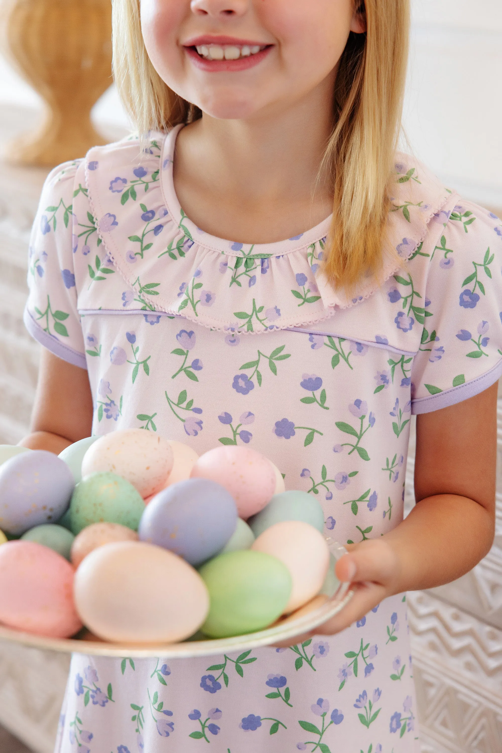 Ramona Ruffle Dress - Tuxedo Park Tulips with Lauderdale Lavender