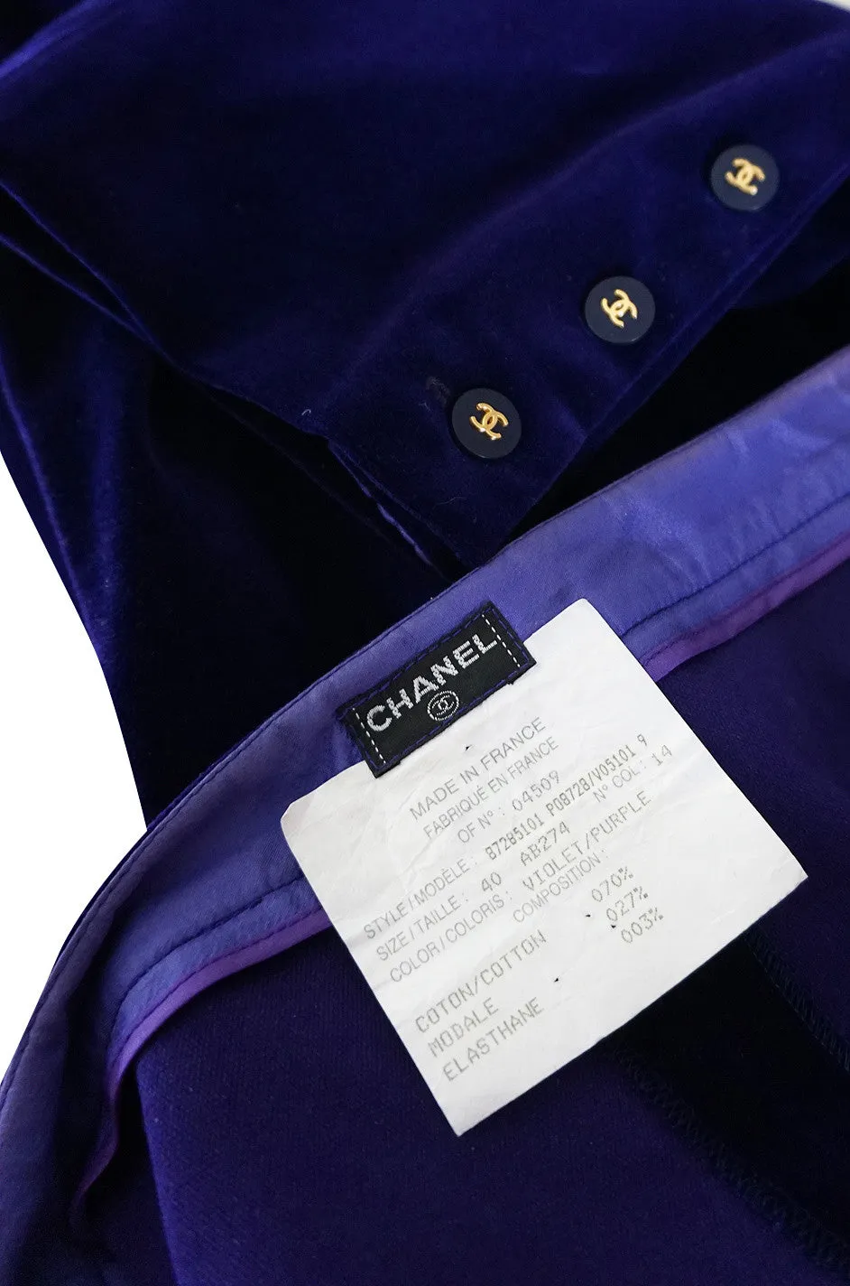Rare 1980s Purple Velvet Chanel Cigarette Pants