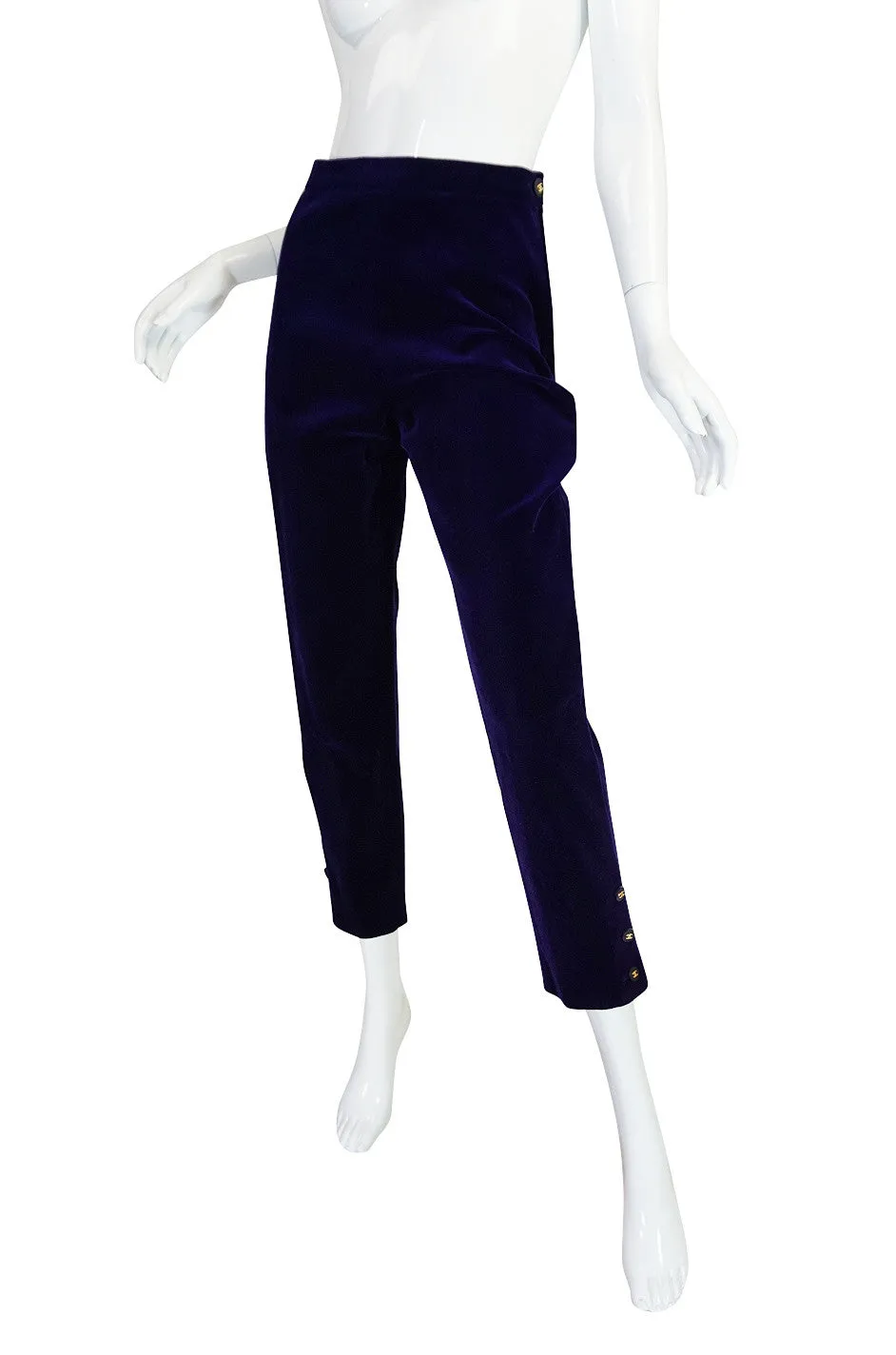 Rare 1980s Purple Velvet Chanel Cigarette Pants