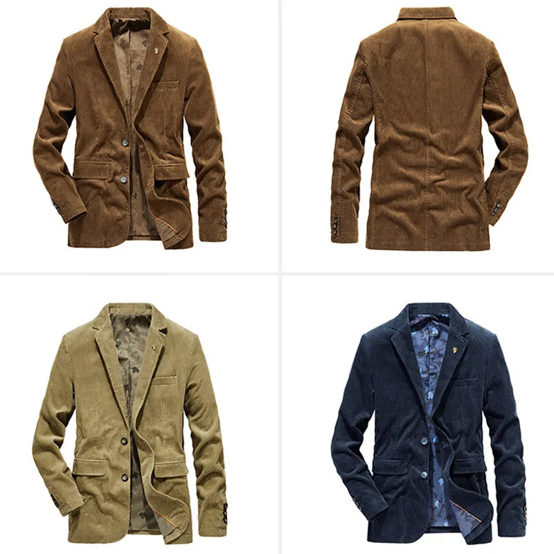 Retro Corduroy Men Casual Blazer