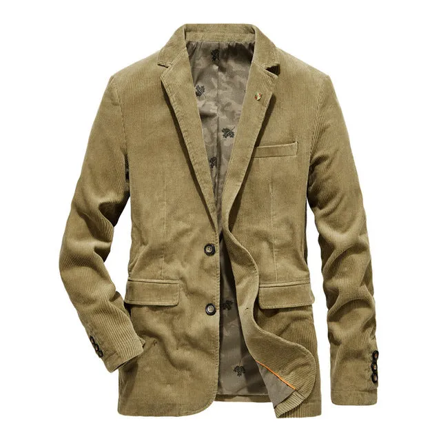 Retro Corduroy Men Casual Blazer